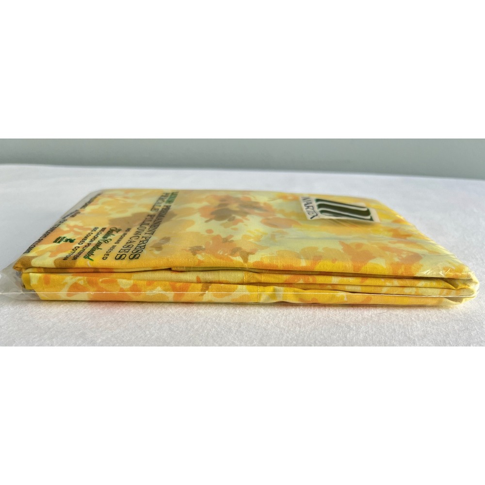 Vintage Martex Luxor Yellow Floral Double Sheet Set New Old Stock 70s Percale - Picture 10 of 15